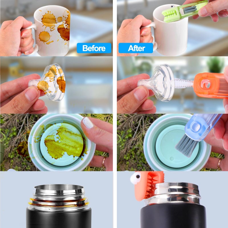 XANGNIER 4 in 1 Cup Lid Gap Cleaning Brush Set,Multifunctional Water Bottle Lid Cleaner Brush,3 Pack Water Bottle Crevice Cleaning Tool,Tumbler Lid Cleaner Brush for Stanley/YETI Cup,Kitchen Gadgets - Image 4
